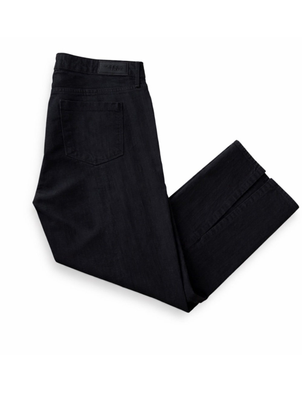 Parker Smith Black Straight Leg Jeans Size 30 High Rise Ankle Slit Hem Stretch